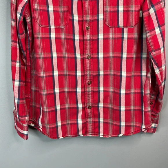 BURTON Mens DryRide Plaid Flannel Shirt Red White Blue Cotton Chest Pockets L - Picture 4 of 13